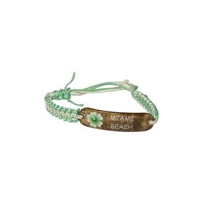 Mint Green Stretch Coastal Surfer Babe Floral Y2K Style Miami Beach Bracelet OS